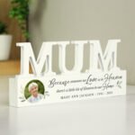 Personalised Botanical Design Memorial Photo Upload Wooden Mum Ornament - Image 3