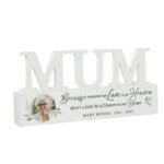 Personalised Botanical Design Memorial Photo Upload Wooden Mum Ornament - Image 4