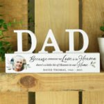 Personalised Botanical Design Memorial Photo Upload Wooden Dad Ornament