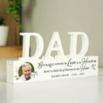 Personalised Botanical Design Memorial Photo Upload Wooden Dad Ornament - Image 2