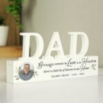 Personalised Botanical Design Memorial Photo Upload Wooden Dad Ornament - Image 3