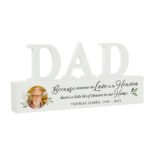 Personalised Botanical Design Memorial Photo Upload Wooden Dad Ornament - Image 4