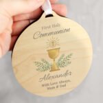 Personalised 'First Holy Communion' Round Wooden Decoration - Image 2