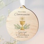 Personalised 'First Holy Communion' Round Wooden Decoration - Image 3
