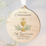 Personalised 'First Holy Communion' Round Wooden Decoration - Image 4