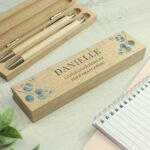 Personalised Any Message Botanical Design Wooden Pen & Pencil Set - Image 4