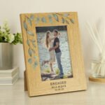 Personalised Any Message Botanical Design 4x6 Portrait Oak Finish Photo Frame - Image 3