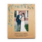 Personalised Any Message Botanical Design 4x6 Portrait Oak Finish Photo Frame - Image 5