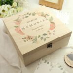 Personalised Floral Watercolour Design Large Wooden Keepsake box
