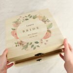 Personalised Floral Watercolour Design Large Wooden Keepsake box - Image 2