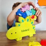 Personalised Name Only Children's Wooden Dinosaur Stacker Toy - Image 5