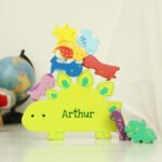 Personalised Name Only Children's Wooden Dinosaur Stacker Toy - Image 7