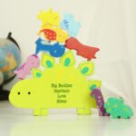 Personalised Any Message Children's Wooden Dinosaur Stacker Toy - Image 2