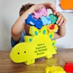 Personalised Any Message Children's Wooden Dinosaur Stacker Toy - Image 5