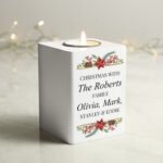 Personalised Christmas Design White Wooden Tea Llight Candle Holder - Image 3