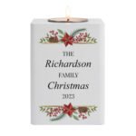 Personalised Christmas Design White Wooden Tea Llight Candle Holder - Image 4