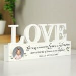Personalised Botanical Design Photo Upload Memorial Wooden Love Ornament - Image 3