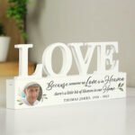 Personalised Botanical Design Photo Upload Memorial Wooden Love Ornament - Image 4