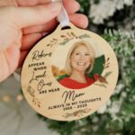 Personalised 'Robins Appear...' Photo Upload Memorial Round Wooden Decoration - Image 2