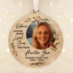 Personalised 'Robins Appear...' Photo Upload Memorial Round Wooden Decoration - Image 3