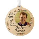 Personalised 'Robins Appear...' Photo Upload Memorial Round Wooden Decoration - Image 5