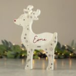 Personalised Red Nosed Reindeer Rustic Wooden Christmas Ornament