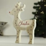 Personalised Red Nosed Reindeer Rustic Wooden Christmas Ornament - Image 2