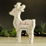 Personalised Red Nosed Reindeer Rustic Wooden Christmas Ornament - Image 3