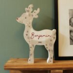 Personalised Red Nosed Reindeer Rustic Wooden Christmas Ornament - Image 4