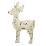Personalised Red Nosed Reindeer Rustic Wooden Christmas Ornament - Image 5