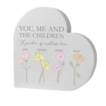 Personalised Flower of The Month Family Grey Wooden Heart Ornament - Image 6