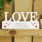 Personalised Any Message Red Hearts Design Wooden Love Ornament - Image 3