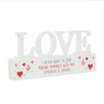 Personalised Any Message Red Hearts Design Wooden Love Ornament - Image 5