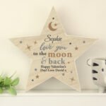 Personalised 'Love You To The Moon & Back' Rustic Wooden Star Decoration