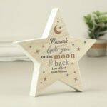 Personalised 'Love You To The Moon & Back' Rustic Wooden Star Decoration - Image 4