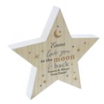 Personalised 'Love You To The Moon & Back' Rustic Wooden Star Decoration - Image 5