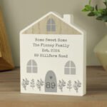 Personalised Any Message Grey Wooden House Shaped Ornament