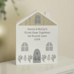 Personalised Any Message Grey Wooden House Shaped Ornament - Image 5