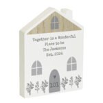 Personalised Any Message Grey Wooden House Shaped Ornament - Image 6
