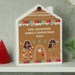Personalised Any Message Gingerbread House Christmas Wooden Ornament - Image 2