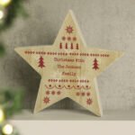 Personalised Christmas Fair Isle Design Rustic Wooden Star Decoration - Image 4