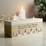 Personalised Christmas Gonk Design Wooden Triple Tea Light Candle Box - Image 3