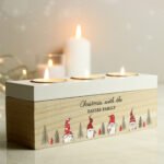 Personalised Christmas Gonk Design Wooden Triple Tea Light Candle Box - Image 4