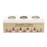 Personalised Christmas Gonk Design Wooden Triple Tea Light Candle Box - Image 5