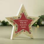 Personalised Christmas Wreath Design Rustic Wooden Star Decoration - Image 3