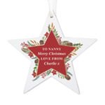 Personalised Christmas Wreath Design Hanging Wooden Star Decoration - Image 6