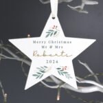 Personalised Christmas Foliage Design Hanging Wooden Star Decoration - Image 3