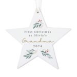 Personalised Christmas Foliage Design Hanging Wooden Star Decoration - Image 6