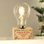 Personalised Christmas Foliage Design Wooden Base Bulb Light - Image 3