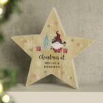 Personalised Gonk Design Rustic Wooden Star Christmas Decoration - Image 3